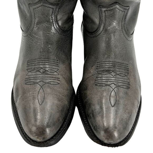 Vintage FRYE Cowboy Boots Men Size 9D Grey Gray Leather Western Rodeo Dress Boot - Picture 2 of 15